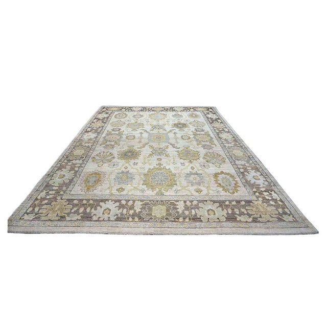 Textile 21st Century Turkish Oushak 10X14 Ash Brown, Buff & Khaki Handmade Area Rug #1144080 For Sale - Image 7 of 16