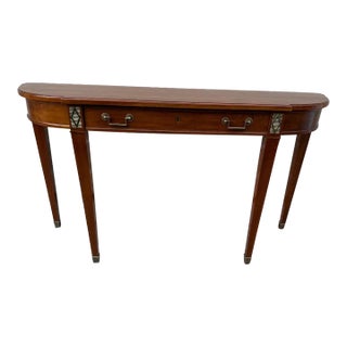 Stickley Furniture Federal Style Demilune Mahogany Inlaid Console Table or Hall Table For Sale