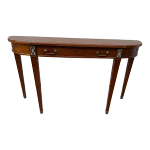 Stickley Furniture Federal Style Demilune Mahogany Inlaid Console Table or Hall Table