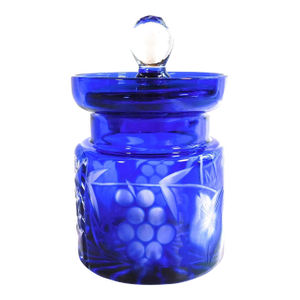 1960s Blue Cut to Clear Jelly Jar Honey Pot