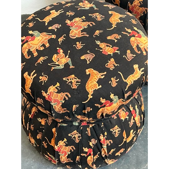 Vintage Upholstered Elephant Low Stools - A Pair For Sale - Image 10 of 12