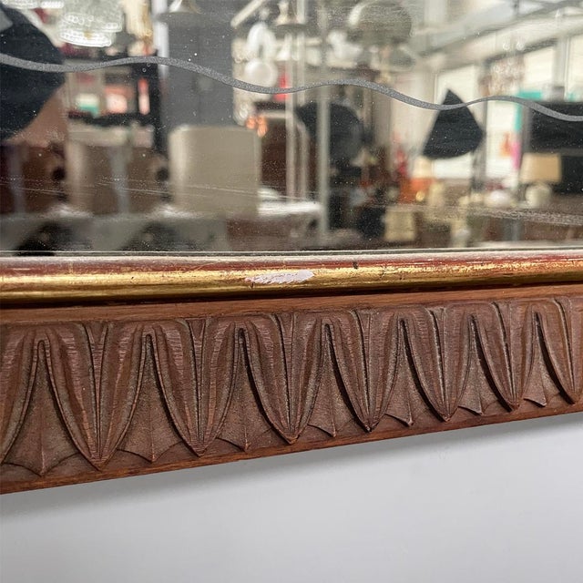Mid-Century Modern Italian Wall Mirror in Wooden Frame for Brusotti, 1940s For Sale - Image 10 of 11