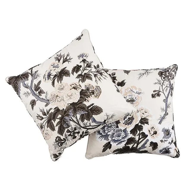 Contemporary Schumacher Pyne Hollyhock 22" Pillow in Charcoal For Sale - Image 3 of 5