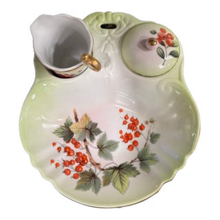 1980s Mid-Century Modern Rare Fruit Server With a Capped Sugar Bowl and Creamer - Andrea by Sadek 3 pcs For Sale
