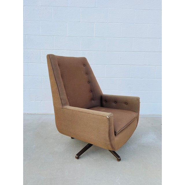 Mid-Century Modern Vintage Castro Convertibles MCM Swivel High Back Lounge Chair For Sale - Image 3 of 13