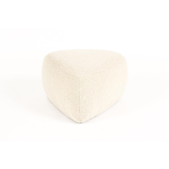 Custom Morro Triangular Ottoman Footstool — Stone Bouclé — White Oak For Sale - Image 4 of 6