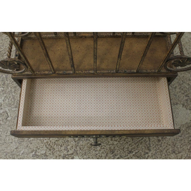 Decorator Iron Magazine Rack W. Drawer For Sale In Philadelphia - Image 6 of 13