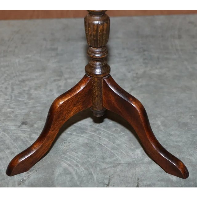 Animal Skin Vintage Oxblood Hardwood Tripod Side Table, England For Sale - Image 7 of 12