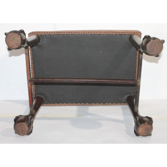 19th Century Ball & Claw Ottoman / Bench Leather Seat For Sale In Los Angeles - Image 6 of 7