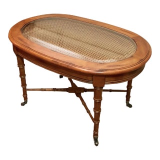 1970s Chinoiserie Faux Bamboo Coffee/Cocktail Table For Sale
