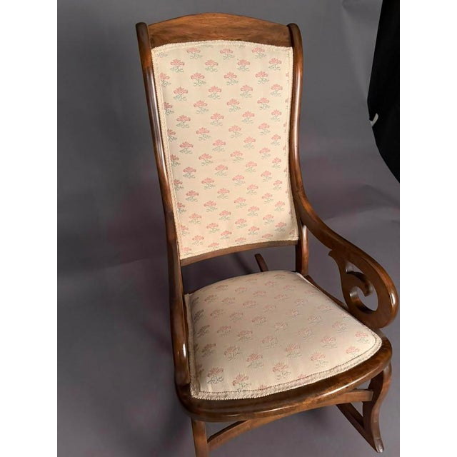 American Victorian Lincoln Rocking Chair in Walnut-Stained Birch With Goose-Neck Arms, Circa 1890 For Sale - Image 9 of 18