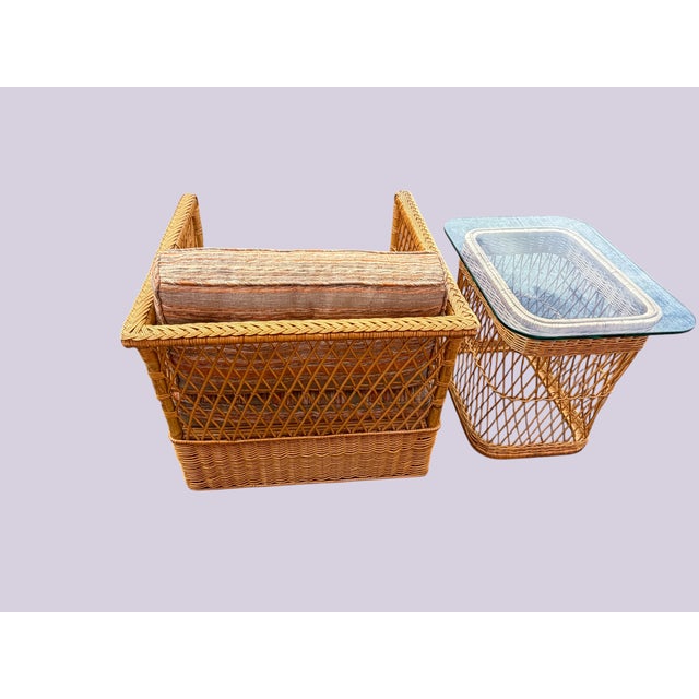 Contemporary 1970's McGuire Furniture Rattan "Willow" Collection 4 Piece Lounge Set by Davis Allen for McGuire For Sale - Image 3 of 18