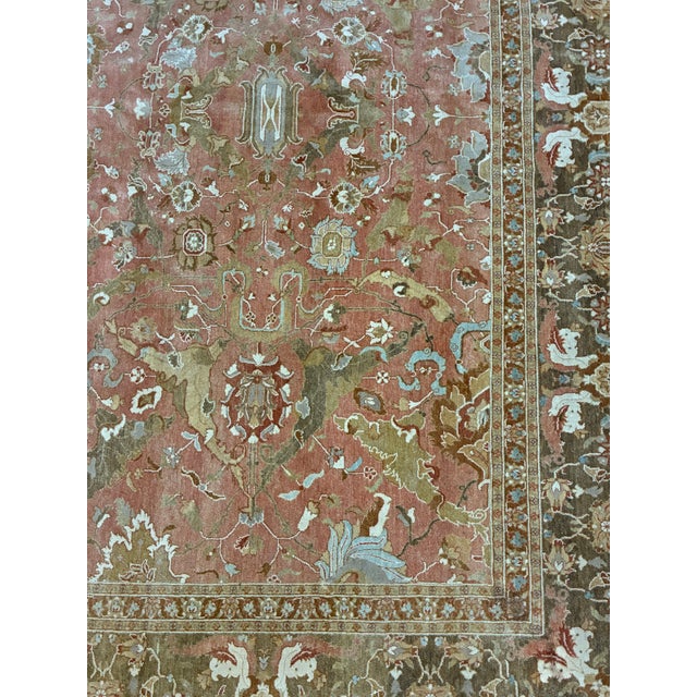 Hand-Knotted Persian Tabriz Style Wool Area Rug Dusty Rose & Taupe Floral Rug For Sale - Image 4 of 8