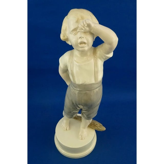 Very Large Ceramic Sculpture of a Crying Child by Albertbdominique Rozé for Goldscheider, Austria, 1900s For Sale - Image 11 of 18