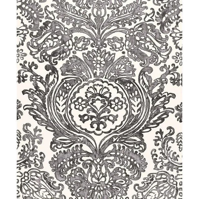 Sample - Schumacher Tremezzo Damask Fabric in Graphite For Sale