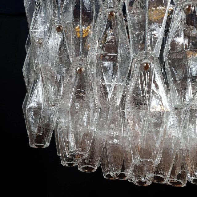 Metal Vintage Polyhedron Murano Glass Chandelier in the style of Venini, Venice, Italy, 1960s For Sale - Image 7 of 18