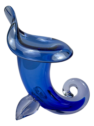 Cobalt Blue Murano Glass Cornucopia Vase by Archimede Seguso, 1950s