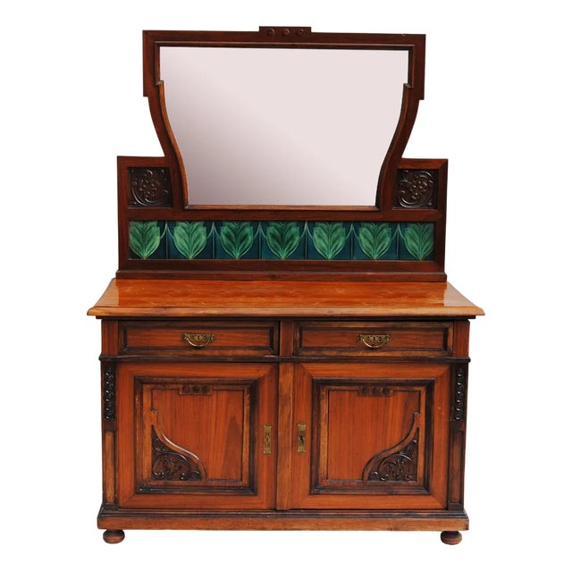 Art Nouveau Dressing Table with Mirror in Walnut, Czech, 1910 For Sale