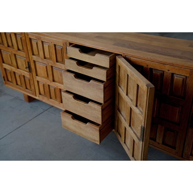 Brutalist Spanish Oak Sideboard - Spain 1960s For Sale - Image 9 of 11