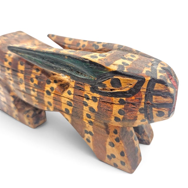 Vintage Mid-Century Primitive Art Carved Wood Rabbit For Sale - Image 9 of 9