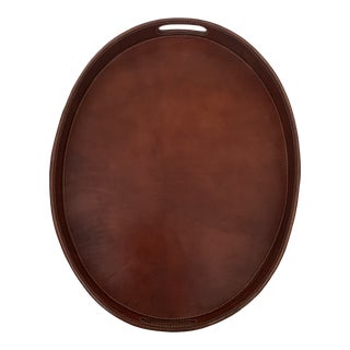 Contemporary Tan Leather Tray For Sale