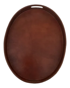 Contemporary Tan Leather Tray