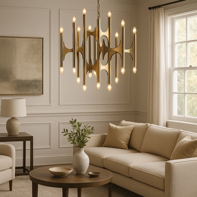 Mid-Century Modern Gaetano Sciolari for Lightolier Chrome Sculptural Chandelier – Mid-Century Modern, 1970s Italian Space Age Lighting For Sale - Image 3 of 3