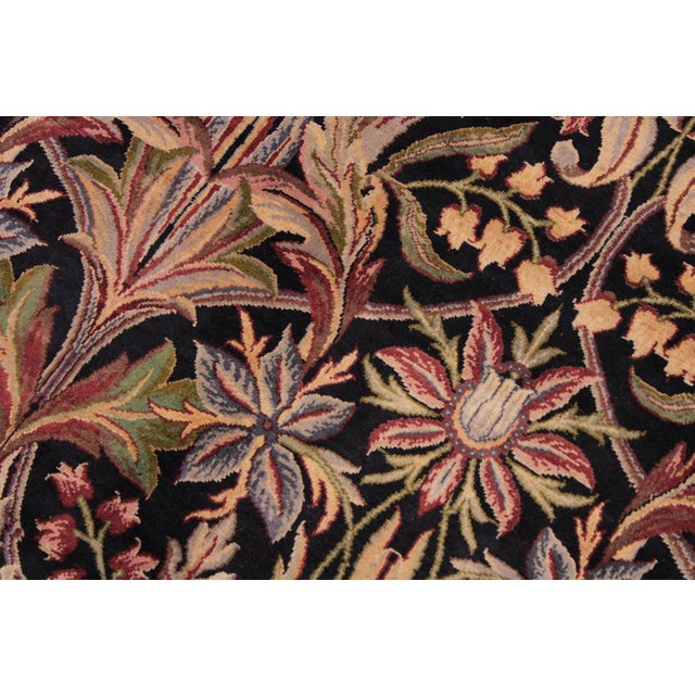 Shabby Chic Shabby Chic 1990's Floral Pak-Persian Black/Black Wool Rug - 8'11'' X 12'2'' For Sale - Image 3 of 9