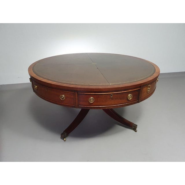 Victorian Mahogany Coffee Table with Leather Top on Brass Wheels from Heldense, 1980s For Sale - Image 15 of 16