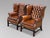 Antique Wing Back Chairs in Brown Leather, 1890, Set of 2 For Sale - Image 3 of 11