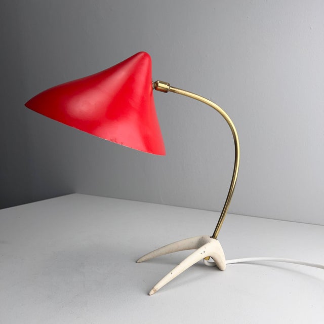 Red Table Lamp with White Crows Foot by Cosack, Germany, 1950s For Sale - Image 14 of 14