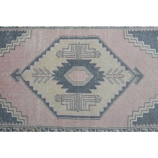 1970s Vintage Handmade Wool Cotton Turkish Pink Runner Rug For Sale - Image 10 of 10