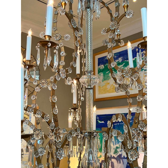 Metal Imposing Gilt-Iron & Crystal Basket-Form 25-Light Chandelier For Sale - Image 7 of 8