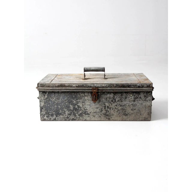Farmhouse Antique Galvanized Metal Tool Box For Sale - Image 3 of 13