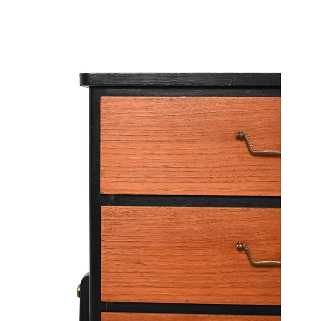 Small Scandinavian Black Lacquered Chest of Drawers, 1950s For Sale - Image 6 of 10