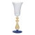 Vintage Murano Venetian Glass Chalice Aventurine Gold Stem Cobalt Blue Goblet For Sale