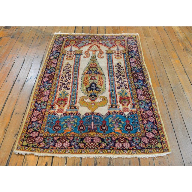 Tan Vintage Mid Century Isfahan Prayer Rug For Sale - Image 8 of 9