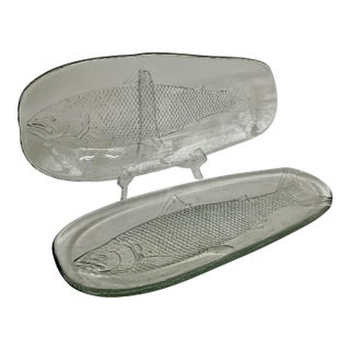 Pair of Large Vintage Kosta Boda Sweden Fish Platters For Sale