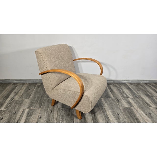 Wood Art Deco Lounge Chair from Jindrich Halabala, 1940s For Sale - Image 7 of 9