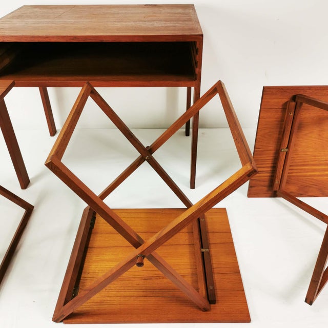 Teak Tables by I. Wikkelso for CFC Silkeborg, Denmark, 1960s, Set of 4 For Sale - Image 6 of 16