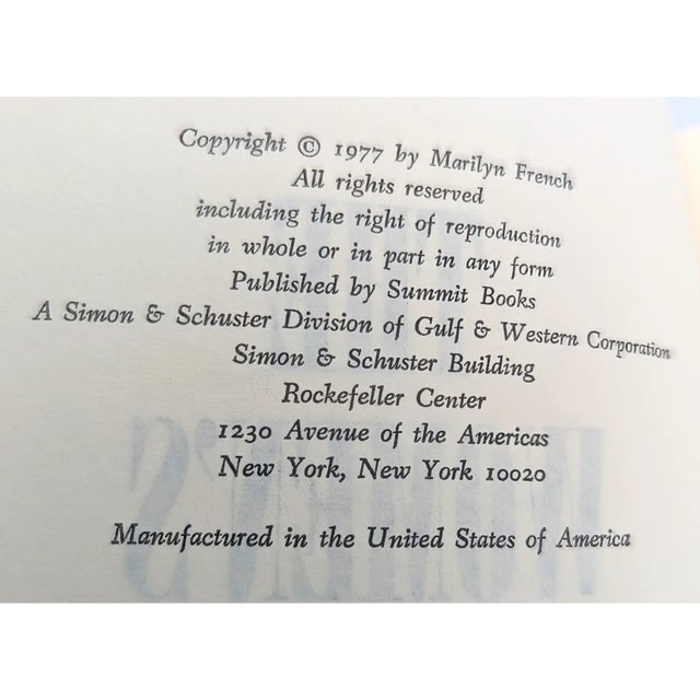1977 First Edition of the Women's Room by Marilyn French For Sale - Image 11 of 11