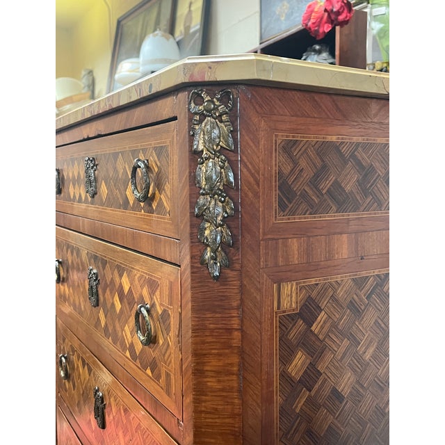 Turn of the Century French Inlaid Highboy Dresser For Sale - Image 4 of 11