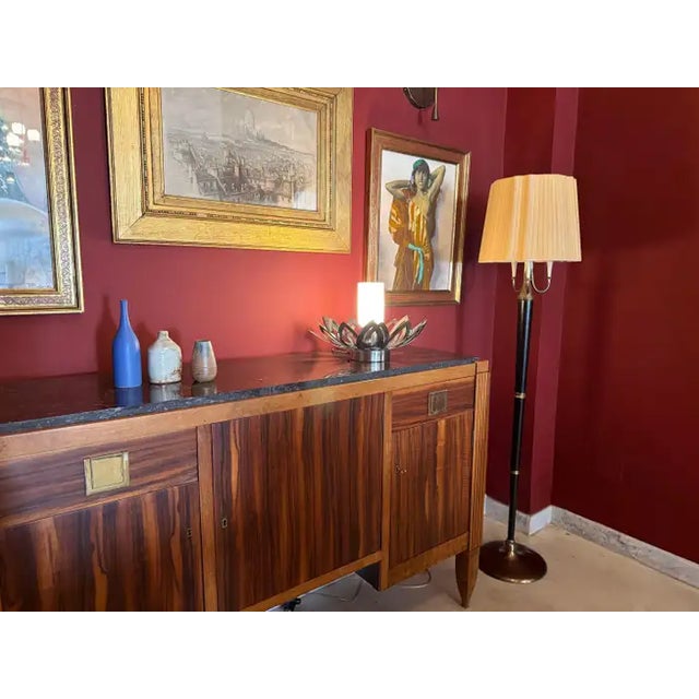 Mid-Century Modern Italian Mid-Century Modern Sculptural Brass and Lacquered Floor Lamp, 1950s For Sale - Image 3 of 13