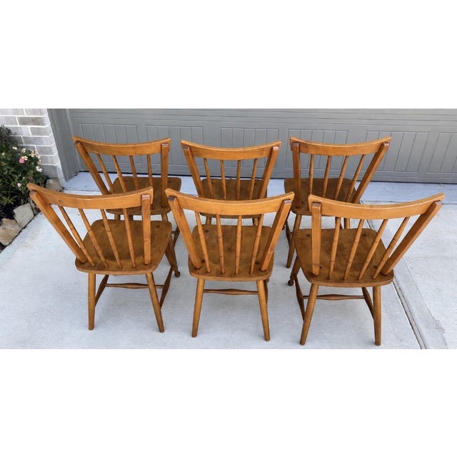 Up for your consideration is a stunning, factory-matched set of six (6) authentic vintage Ethan Allen “Squire” Windsor...