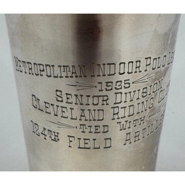 Metal Metropolitan Indoor Polo League 1935 Silver Plate Trophy Cup For Sale - Image 7 of 7