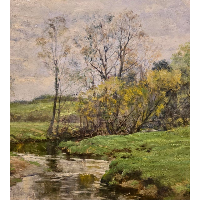 Olive Olive Parker Black "Trout Stream" Original 1910s East Coast Impressionist Oil Painting For Sale - Image 8 of 13