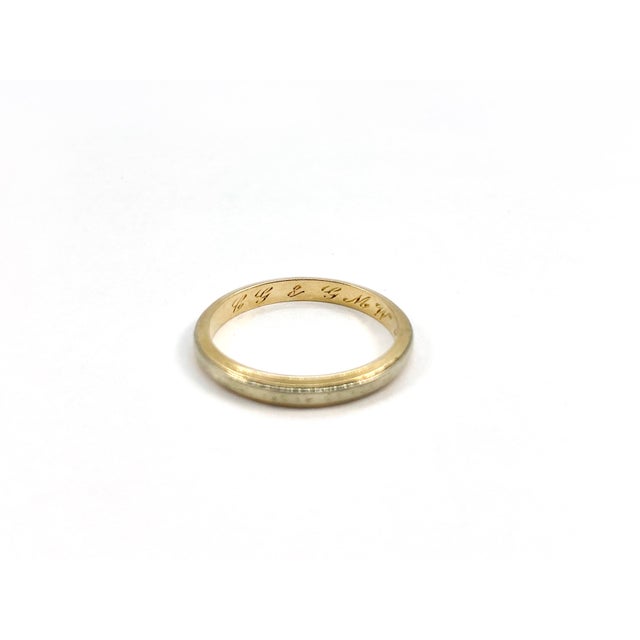 1940s 1940s Retro 14k Two Tone Gold Band, Cg & GMW 6-12-43, Size 6.25 For Sale - Image 5 of 6
