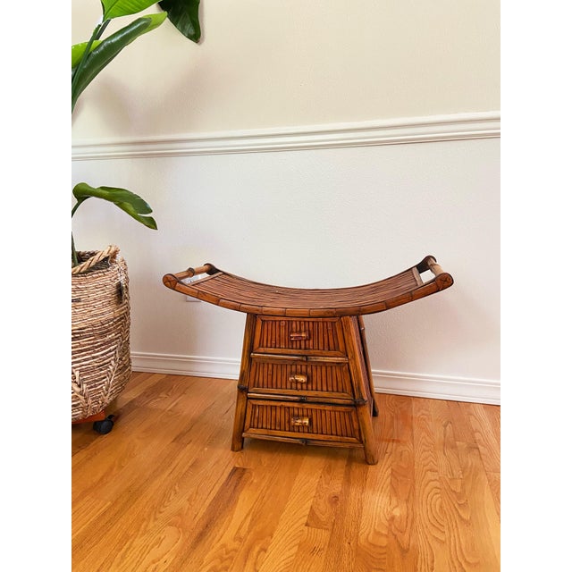 Tan Vintage Modern Bamboo Chest Small Cabinet For Sale - Image 8 of 8