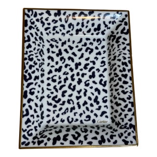 Cartier Leopard Print Limoges Porcelain Trinket Dish Vanity Tray For Sale