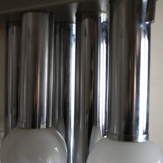 Mid-Century Modern Pendant Chandelier With Lights in Satin Glass, Italy, 1970s For Sale - Image 3 of 17